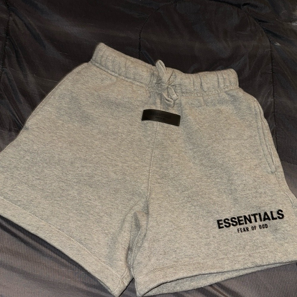 Kids grey Fear of God essentials sweatshorts
